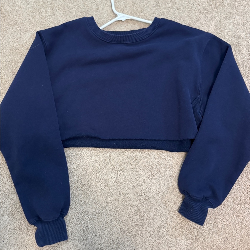 island gypsy cropped fleece grew neck sweatshirt